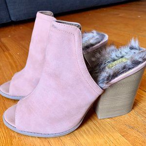 Blush Suede Peep Toe Heel